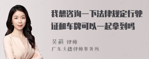 我想咨询一下法律规定行驶证和车牌可以一起拿到吗