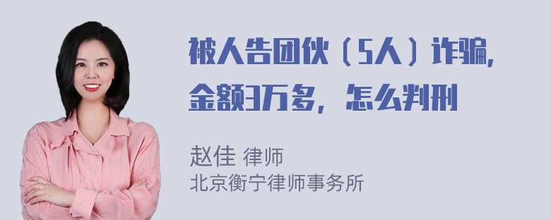 被人告团伙（5人）诈骗，金额3万多，怎么判刑