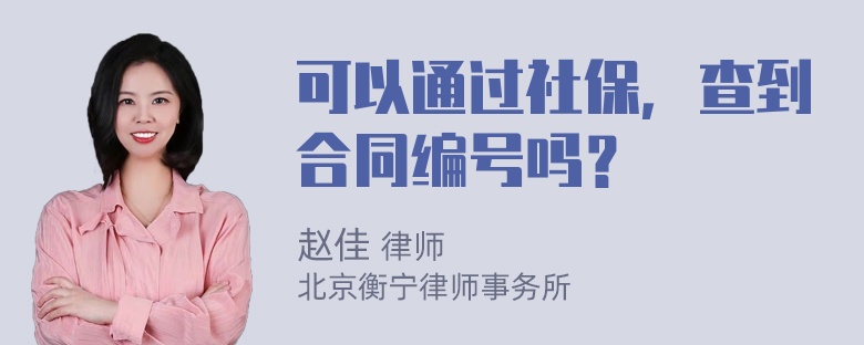 可以通过社保，查到合同编号吗？