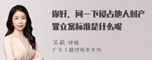 你好，问一下侵占他人财产罪立案标准是什么呢