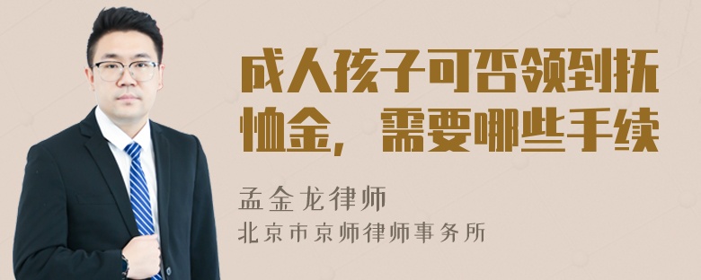 成人孩子可否领到抚恤金，需要哪些手续