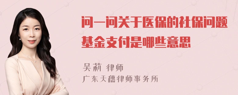 问一问关于医保的社保问题基金支付是哪些意思