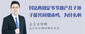 民法典规定爷爷遗产儿子孙子能共同继承吗，为什么啊