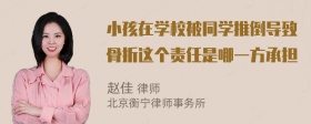 小孩在学校被同学推倒导致骨折这个责任是哪一方承担