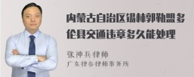 内蒙古自治区锡林郭勒盟多伦县交通违章多久能处理