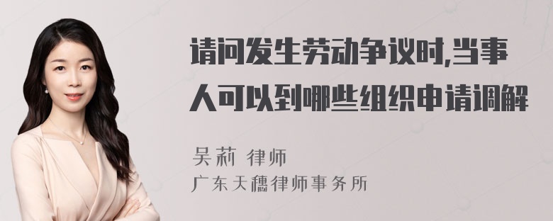 请问发生劳动争议时,当事人可以到哪些组织申请调解