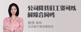 公司降我们工资可以解除合同吗