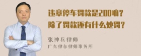 违章停车罚款是200嘛？除了罚款还有什么处罚？