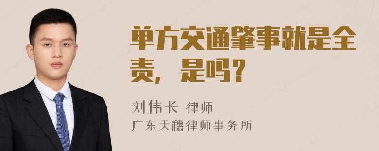 单方交通肇事就是全责，是吗？