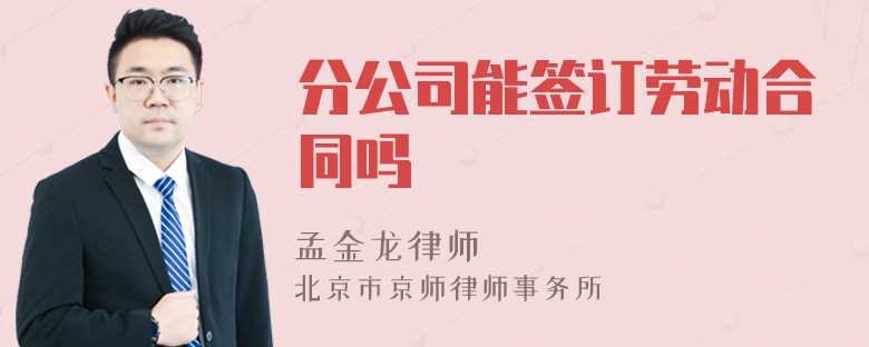 分公司能签订劳动合同吗