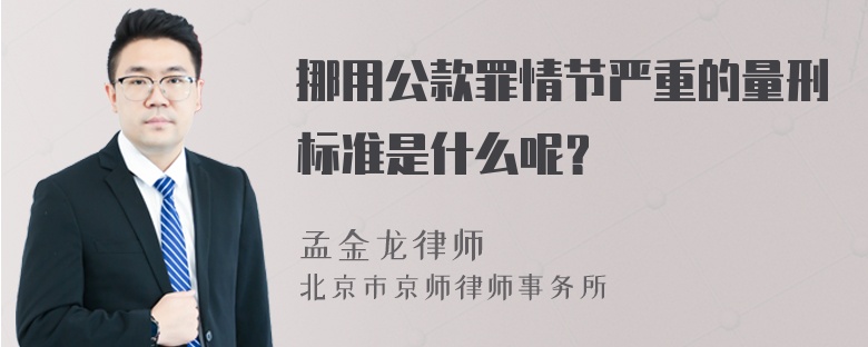 挪用公款罪情节严重的量刑标准是什么呢？