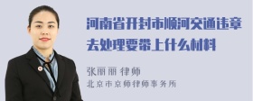 河南省开封市顺河交通违章去处理要带上什么材料