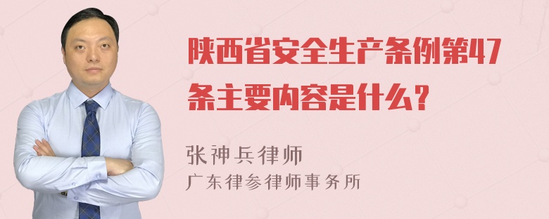 陕西省安全生产条例第47条主要内容是什么？