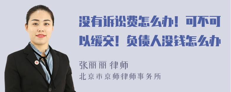 没有诉讼费怎么办！可不可以缓交！负债人没钱怎么办