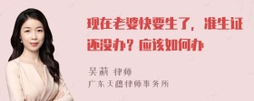 现在老婆快要生了，准生证还没办？应该如何办