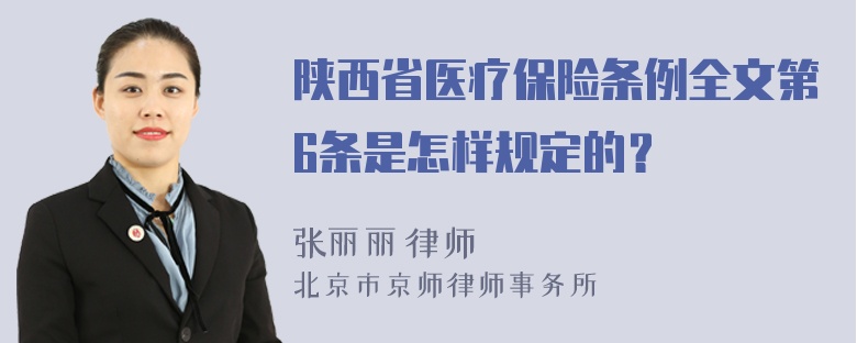 陕西省医疗保险条例全文第6条是怎样规定的？