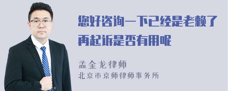 您好咨询一下已经是老赖了再起诉是否有用呢