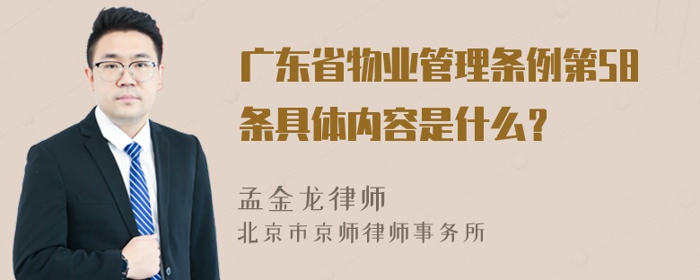 广东省物业管理条例第58条具体内容是什么？