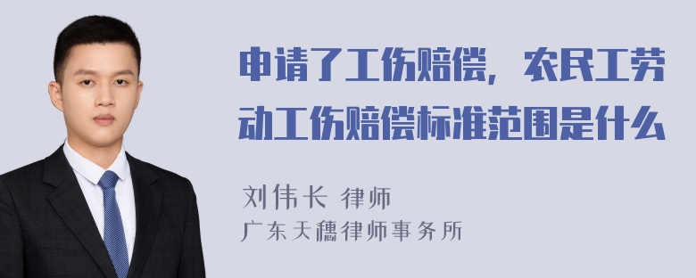 申请了工伤赔偿，农民工劳动工伤赔偿标准范围是什么