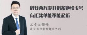 借我两万没开借条她给卡号有汇款单能不能起诉