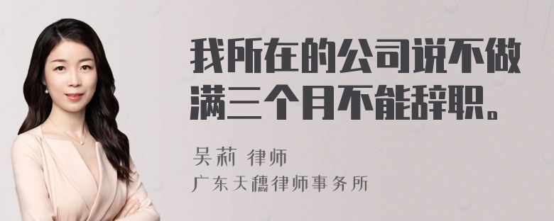 我所在的公司说不做满三个月不能辞职。