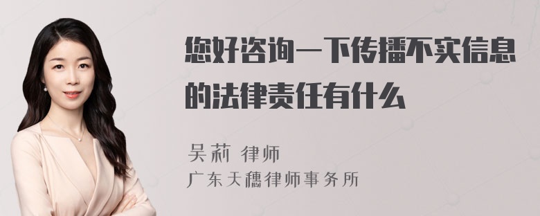 您好咨询一下传播不实信息的法律责任有什么