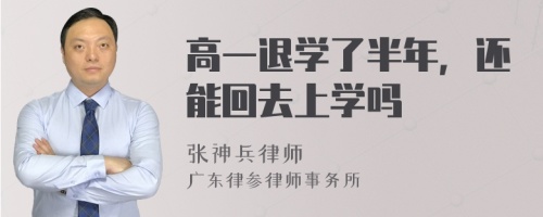 高一退学了半年，还能回去上学吗