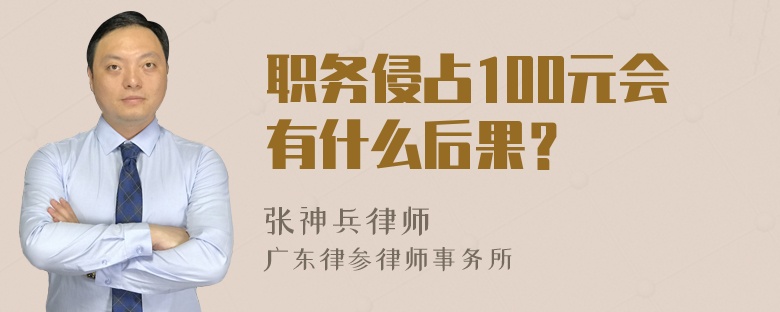 职务侵占100元会有什么后果？