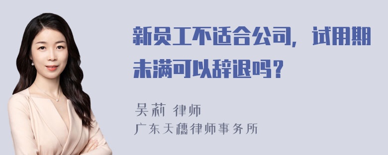 新员工不适合公司，试用期未满可以辞退吗？