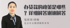 办贷款的政策是哪些？详细解答谢谢解答