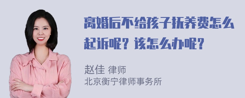 离婚后不给孩子抚养费怎么起诉呢？该怎么办呢？