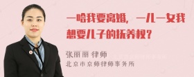 一哈我要离婚，一儿一女我想要儿子的抚养权？