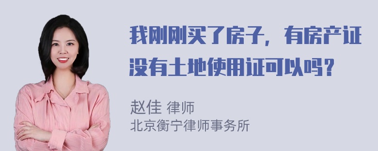 我刚刚买了房子，有房产证没有土地使用证可以吗？