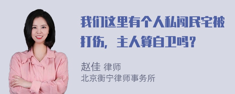 我们这里有个人私闯民宅被打伤，主人算自卫吗？