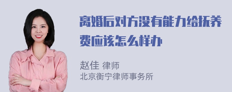 离婚后对方没有能力给抚养费应该怎么样办