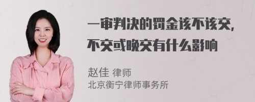 一审判决的罚金该不该交，不交或晚交有什么影响