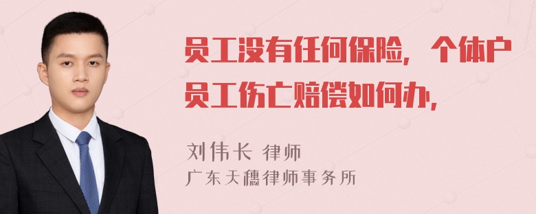 员工没有任何保险，个体户员工伤亡赔偿如何办，