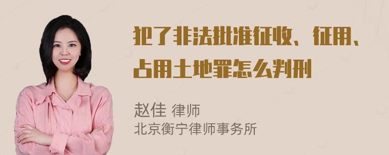 犯了非法批准征收、征用、占用土地罪怎么判刑