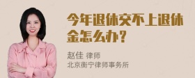 今年退休交不上退休金怎么办？