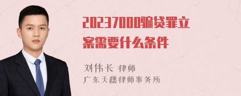 20237000骗贷罪立案需要什么条件