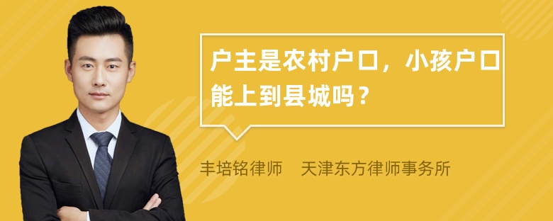 户主是农村户口，小孩户口能上到县城吗？