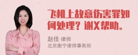 飞机上故意伤害罪如何处理？谢X帮助。