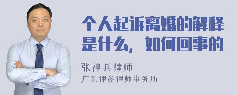 个人起诉离婚的解释是什么，如何回事的