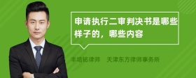 申请执行二审判决书是哪些样子的，哪些内容