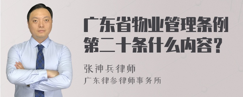 广东省物业管理条例第二十条什么内容？