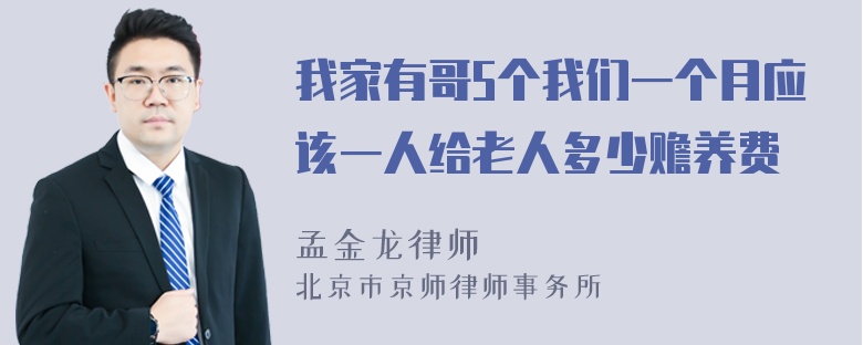 我家有哥5个我们一个月应该一人给老人多少赡养费