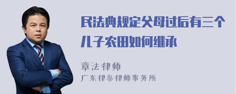 民法典规定父母过后有三个儿子农田如何继承