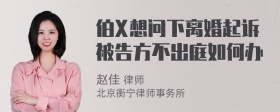 伯X想问下离婚起诉被告方不出庭如何办