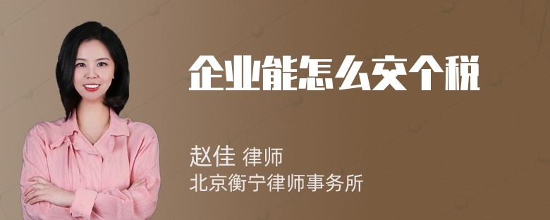 企业能怎么交个税