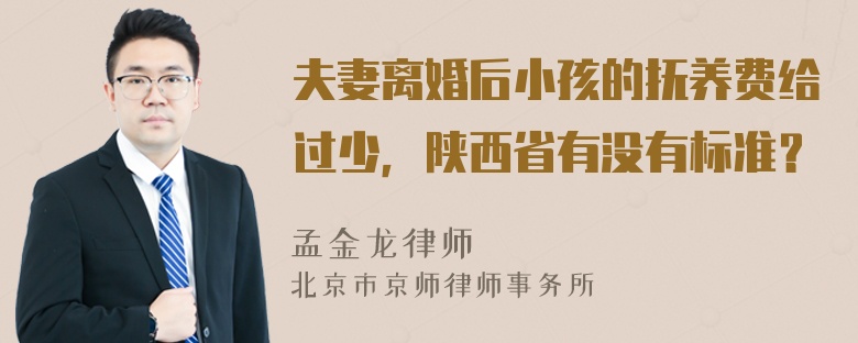 夫妻离婚后小孩的抚养费给过少，陕西省有没有标准？